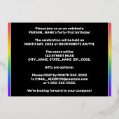 41th Birthday Party —おもしろいカラフル、Stars Pattern 箔招待状 (裏面)