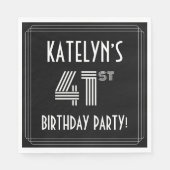 41th Birthday Party:アールデコスタイル+名前をカスタムする スタンダードランチョンナプキン (正面)