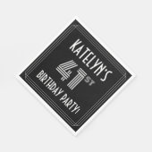 41th Birthday Party:アールデコスタイル+名前をカスタムする スタンダードランチョンナプキン (角)