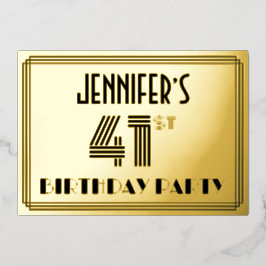 41th Birthday Party —アールデコスタイル「41」 & Name 箔招待状
