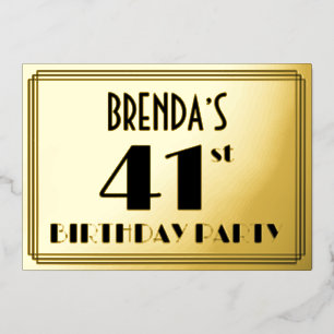41th Birthday Party —アールデコ検索「41」 +名前 箔招待状