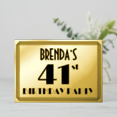 41th Birthday Party —アールデコ検索「41」 +名前 箔招待状 (立ち正面)