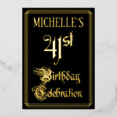 41th Birthday Party – スクリプファンシートと名前をカスタムする 箔招待状 (正面)
