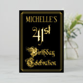 41th Birthday Party – スクリプファンシートと名前をカスタムする 箔招待状 (立ち正面)