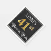 41th Birthday Party – スクリプファンシート、フェイク金ゴールド・ルック スタンダードランチョンナプキン (角)