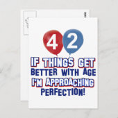 42おもしろい歳の誕生日デザイン ポストカード (正面/裏面)
