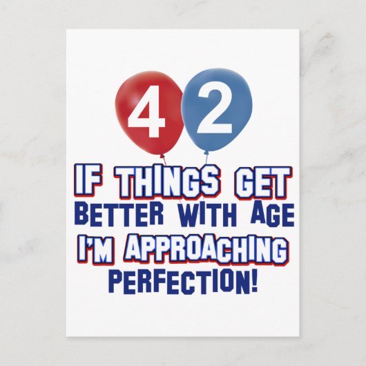 42おもしろい歳の誕生日デザイン ポストカード (正面)