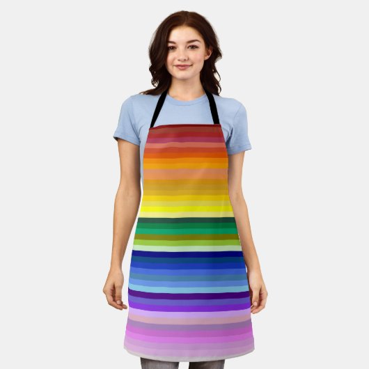42ストライプRainbow Spectrum エプロン (着用した状態)