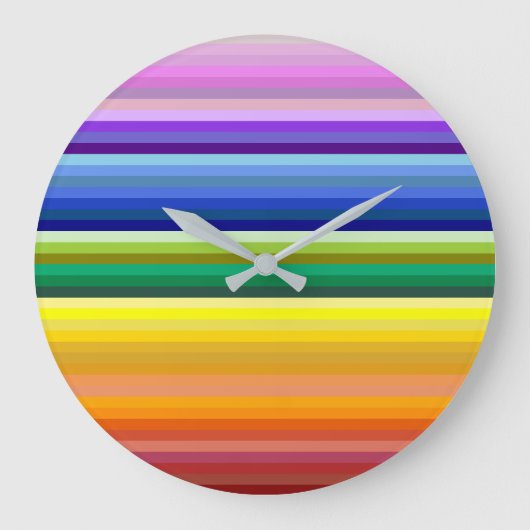 42ストライプRainbow Spectrum ラージ壁時計 (正面)
