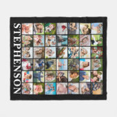 42パーソナライズされたフォトコラージュ黒 フリースブランケット (正面(横))