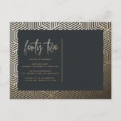 42モダン歳の黒金ゴールドスクリエレガントプト インビテーションポストカード (裏面)