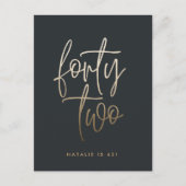 42モダン歳の黒金ゴールドスクリエレガントプト インビテーションポストカード (正面)