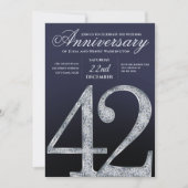 42周年記念ダイヤモンドシルバー紺デザイン 招待状 (正面)