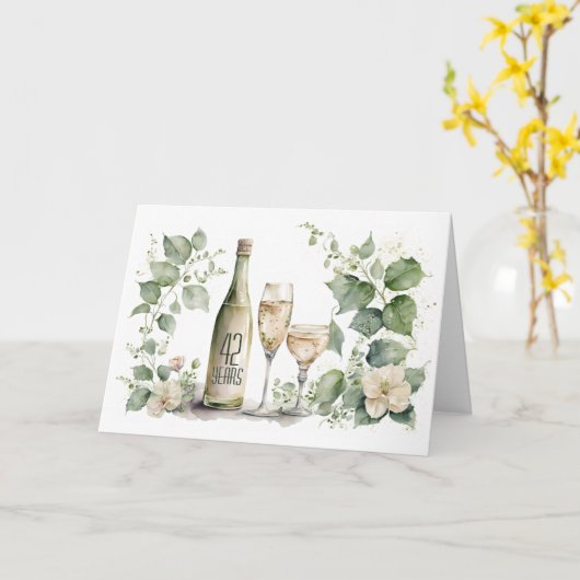 42周年記念ワインとアイビー カード (黄色い花)