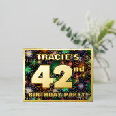 42回目の誕生日パーティはっきりした:, カラフル Fireworks Look 箔招待状ポストカード (立ち正面)
