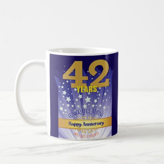 42年カスタムリカバリー記念日 太字数字 コーヒーマグカップ (左)