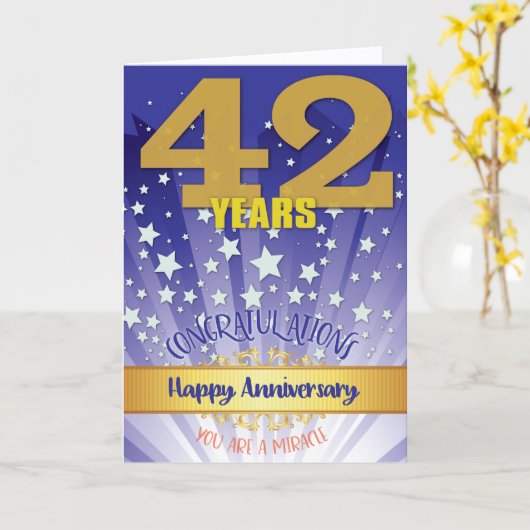 42年リカバリ記念日はっきりした数値 カード (黄色い花)