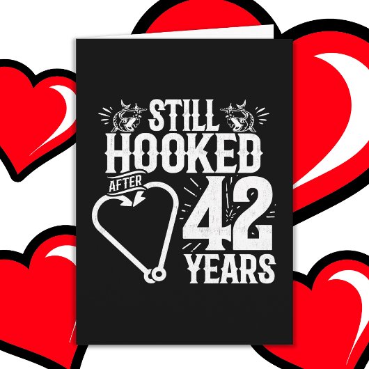 42年結婚した魚釣り42おもしろい周年 カード