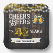 42年間のお祝いと乾杯ラスティックバースデー ペーパープレート (正面)