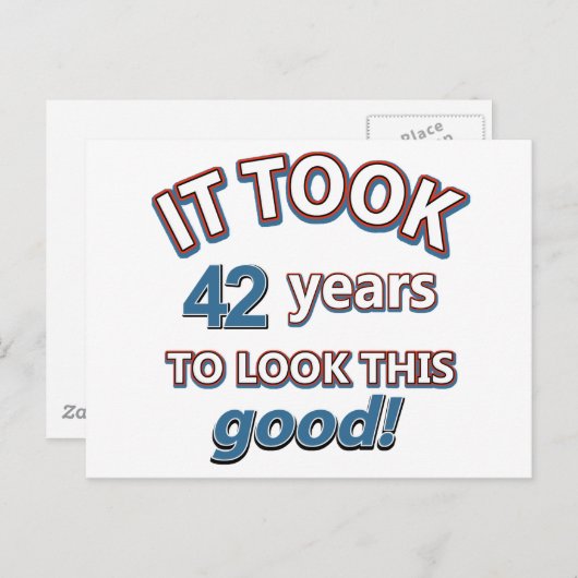 42歳の誕生日デザイン ポストカード (正面/裏面)