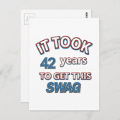 42歳の誕生日デザイン ポストカード (正面/裏面)