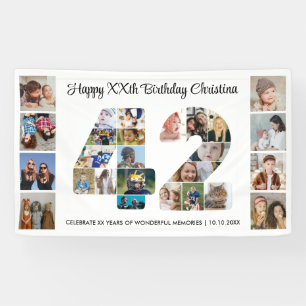 42歳の誕生日パーティーナンバー42フォトコラージュ 横断幕