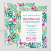 42歳の誕生日招待状 ハイビスカス ハワイ フラワー 招待状 (正面/裏面)