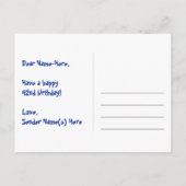 42歳の誕生日：ピンクのストライプとハート、虹色の42 ポストカード (裏面)