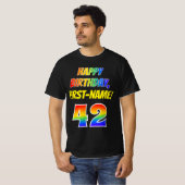 42歳の誕生日 — 大胆で楽しいレインボー42、カスタムネーム Tシャツ (正面フル)