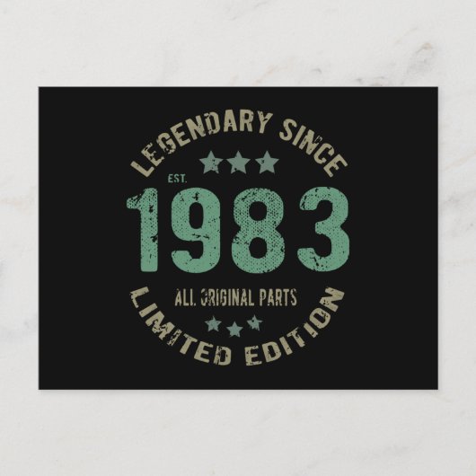 42歳の誕生日 1983 レジェンド 42回目の誕生日プレゼント ポストカード (正面)
