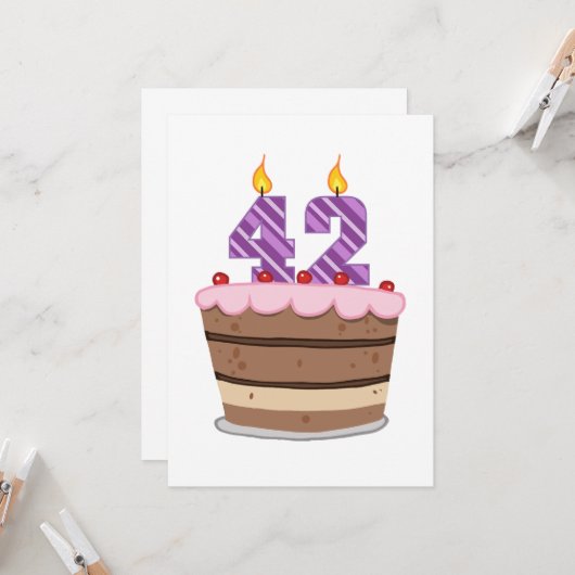 42歳オンお誕生日ケーキ カード (正面/裏面インサイチュ)