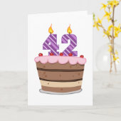 42歳オンお誕生日ケーキ カード (黄色い花)