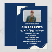 42歳シンプル招待状メンフォトネイビー 招待状 (正面/裏面)