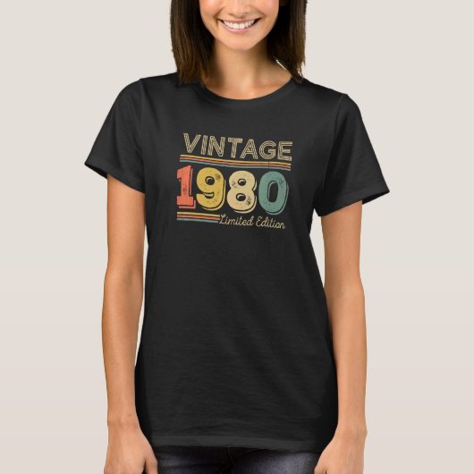 42歳ヴィンテージ1980 42誕生日 Tシャツ (正面)