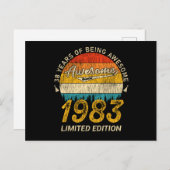 42歳 1983 レトロ Awesome 42回目の誕生日プレゼント ポストカード (正面/裏面)