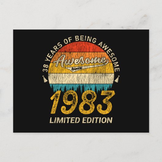 42歳 1983 レトロ Awesome 42回目の誕生日プレゼント ポストカード (正面)
