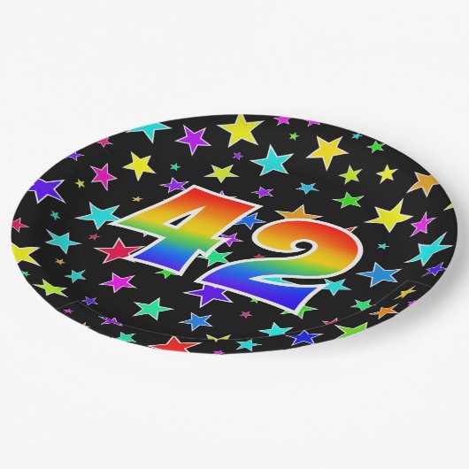 42番目のイベントはっきりした:,おもしろい, カラフル Rainbow 42 ペーパープレート (アングル)