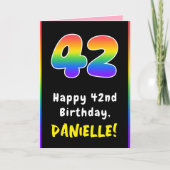 42番目の誕生日カラフル: Rainbow # 42,名前をカスタムする カード (正面)
