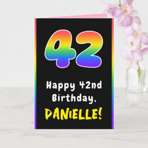 42番目の誕生日カラフル: Rainbow # 42,名前をカスタムする カード