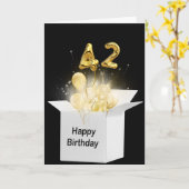 42番目の誕生日バルーン(白いボックス) カード (黄色い花)