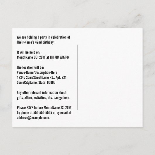 42番目の誕生日-おもしろい花火、レインボールック"42" ポストカード (裏面)