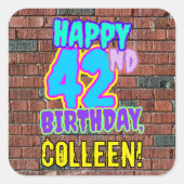 42番目の誕生日-おもしろい、アーバングラフィティインスパイアルック スクエアシール (正面)