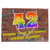 42番目の誕生日:おもしろい、インスパイアグラフィティ・レインボー# 42 ラージペーパーバッグ (裏面)