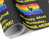 42番目の誕生日:おもしろい、カラフルレインボーインスパイア# 42 ラッピングペーパー (ロールコーナー)