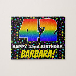 42番目の誕生日:おもしろい、カラフル星野パターン ジグソーパズル