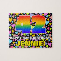 42番目の誕生日—おもしろい、愛するハートシェイプ+「42」