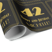 42番目の誕生日-アールデコの検索"42"と名前 ラッピングペーパー (ロールコーナー)