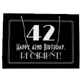 42番目の誕生日:インスパイアアールデコスタイル「42」、名前 ラージペーパーバッグ (裏面)
