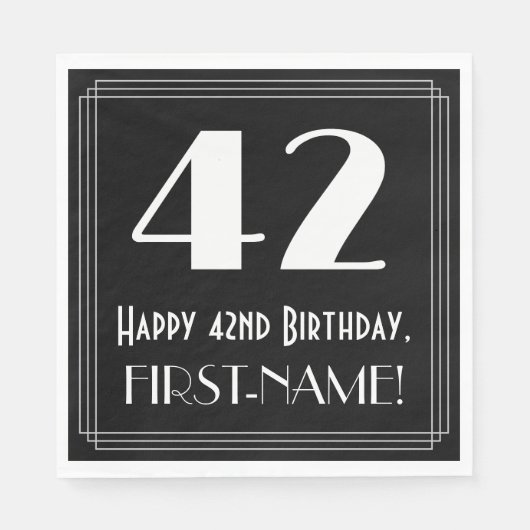42番目の誕生日~インスパイアアールデコルック"42",名前 スタンダードランチョンナプキン (正面)