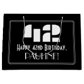 42番目の誕生日~インスパイアアールデコルック"42" +名前 ラージペーパーバッグ (正面)